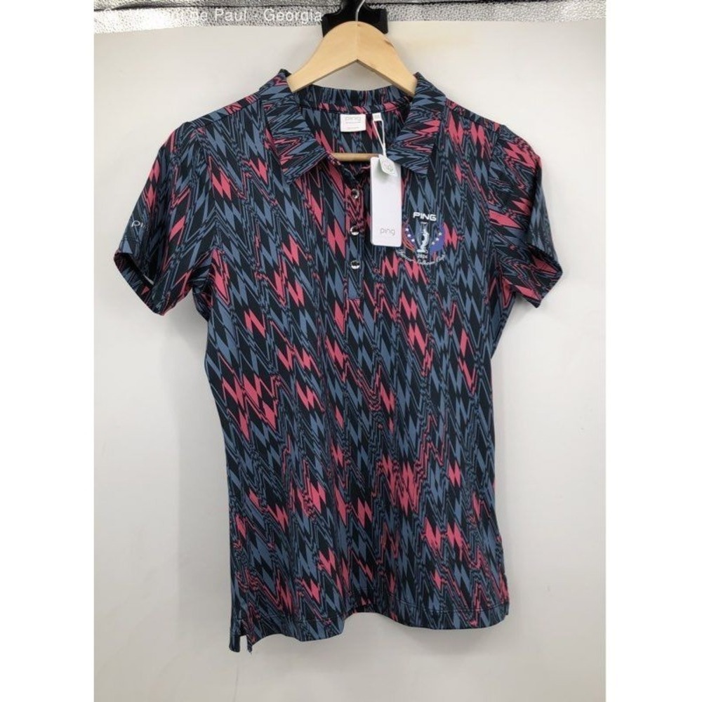 Ping Gray & Pink Pattern Sensorcool. 2024 Junior Solheim Cup Golf Polo Women's 4